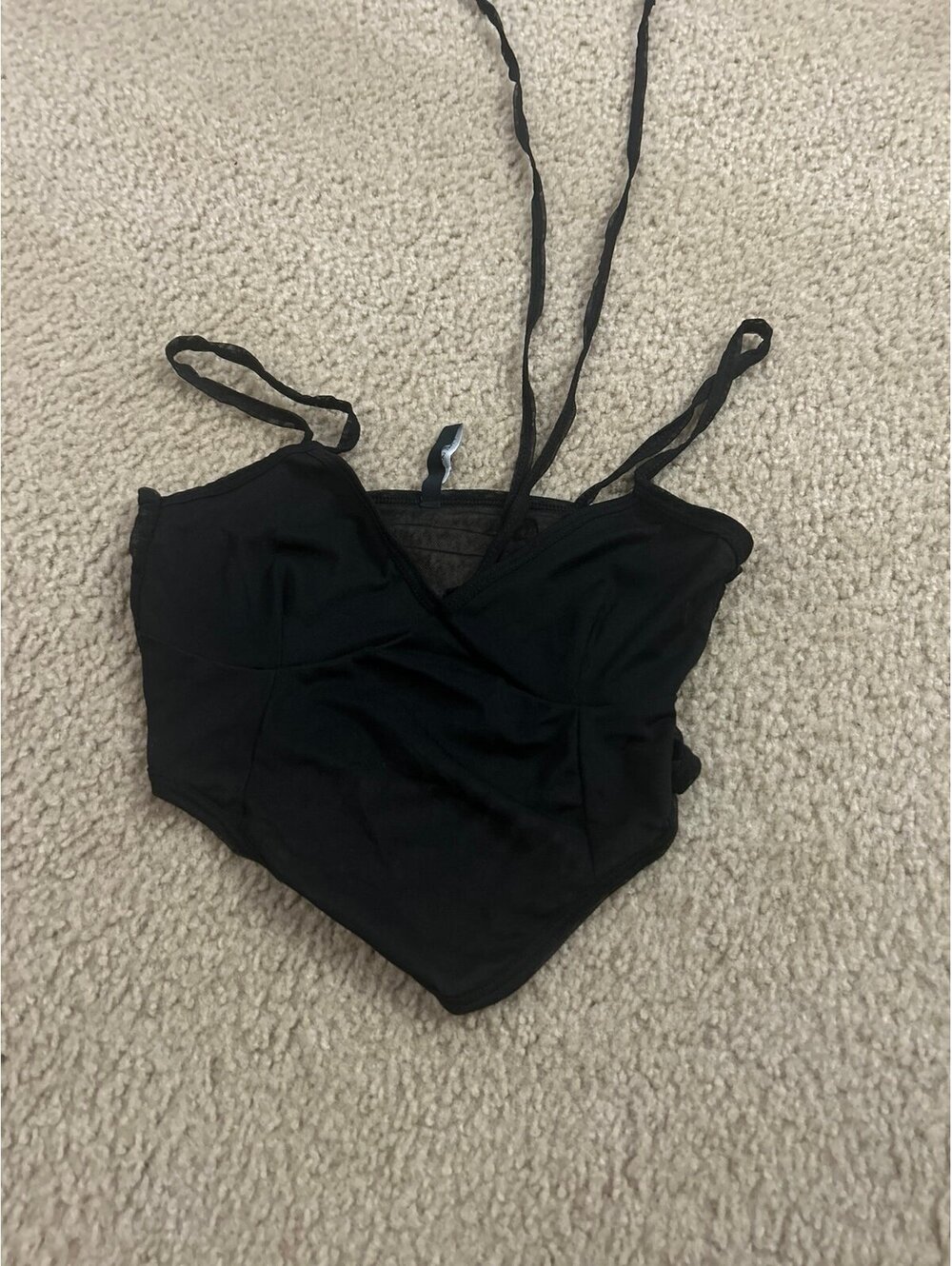 C706 bra small size 4  black halter style  top see thru black cute bralette